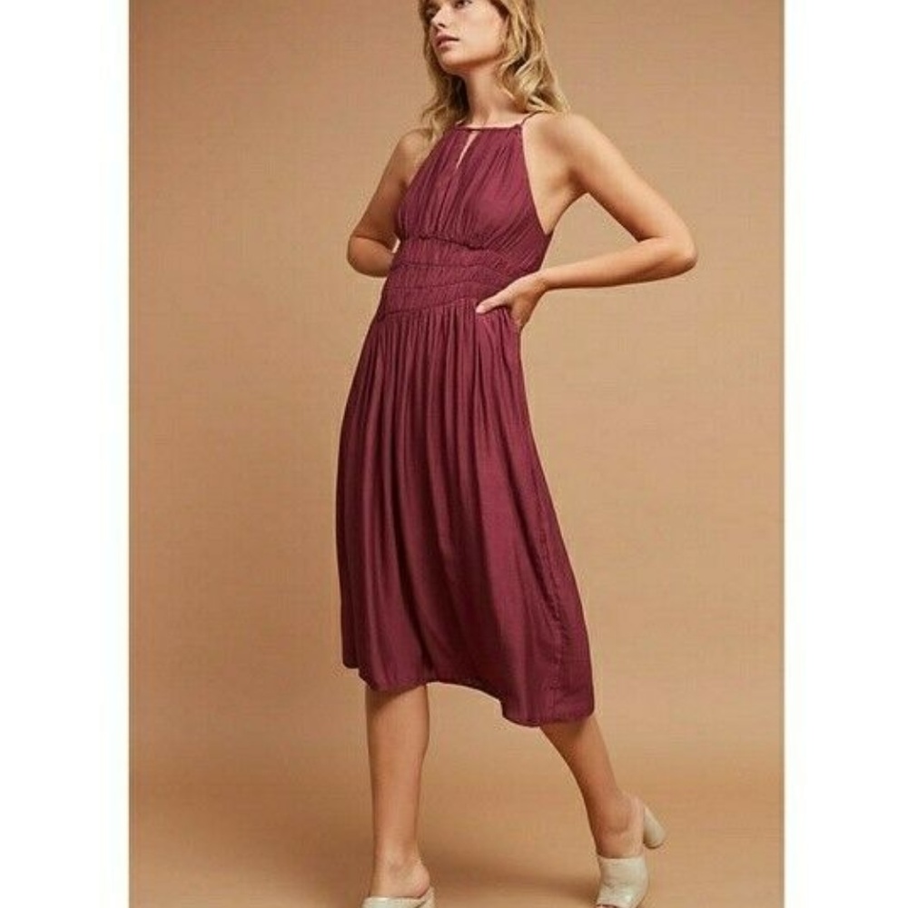 Anthropologie Plum Prune Midi Dress